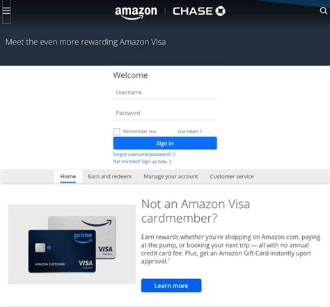 Login amazon visa credit card - Rewards everywhere you shop with no annual credit card fee †. Earn unlimited 5% back at Amazon.com, Amazon Fresh, Whole Foods Market, and on Chase Travel purchases …
